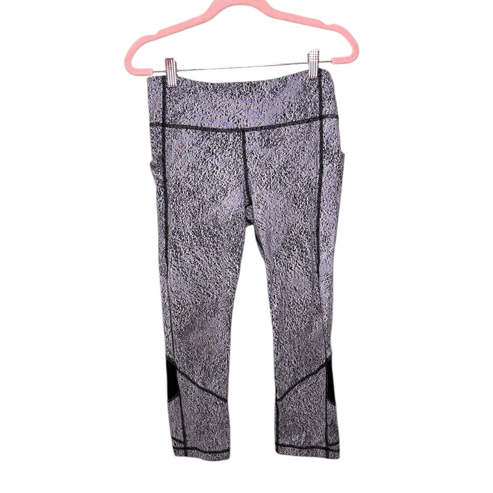 Lululemon Pace Rival Crop Leggings in Spray Jacquard White Black 8